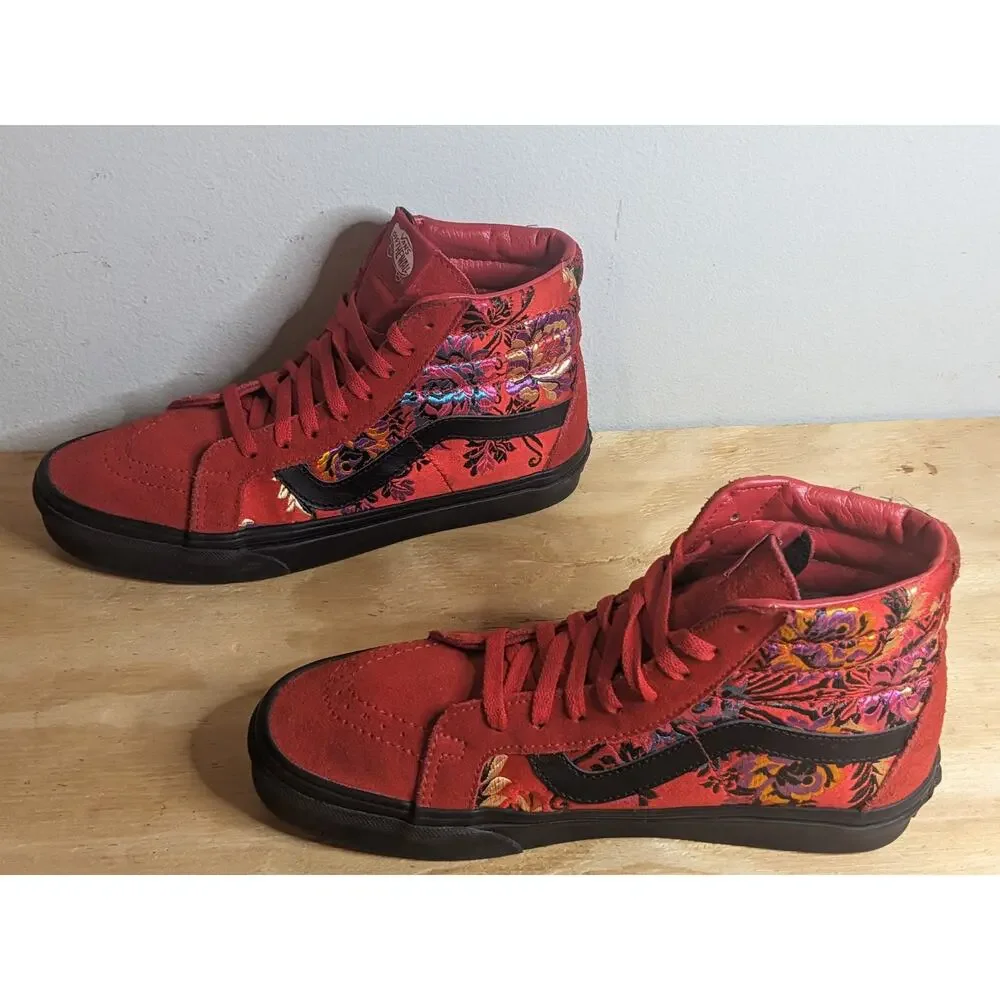 Vans Festival Satin SK8-HI Reissue Shoes Unisex Red Men Size 7.5 / Women Size 9